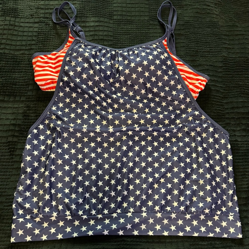 Flag/Star Patterned swim top